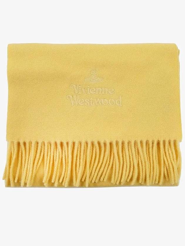 Logo Wool Fringe Muffler Yellow - VIVIENNE WESTWOOD - BALAAN 3