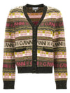 Women's Jacquard Logo Motif Cardigan Kalamata - GANNI - BALAAN 1