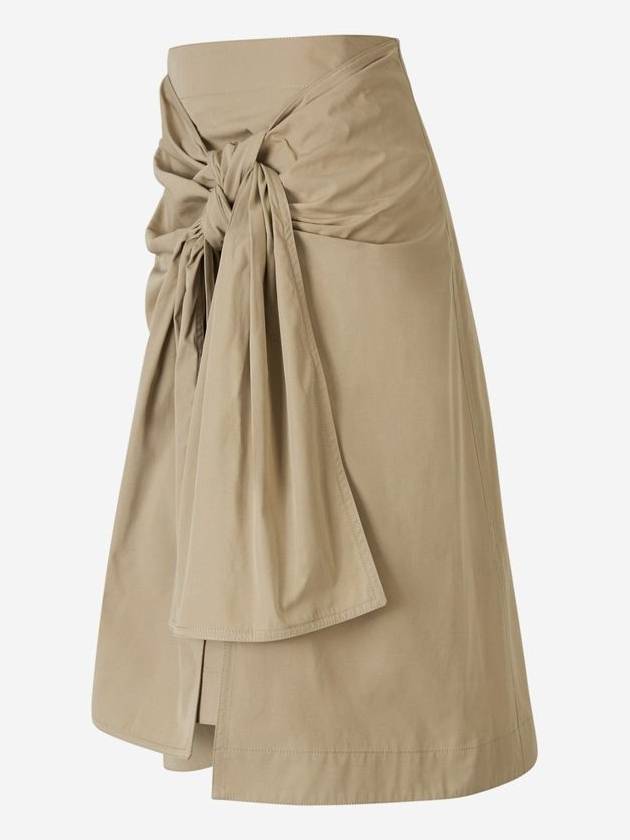 Asymmetric Hem Midi A-Line Skirt Beige - BOTTEGA VENETA - BALAAN 3