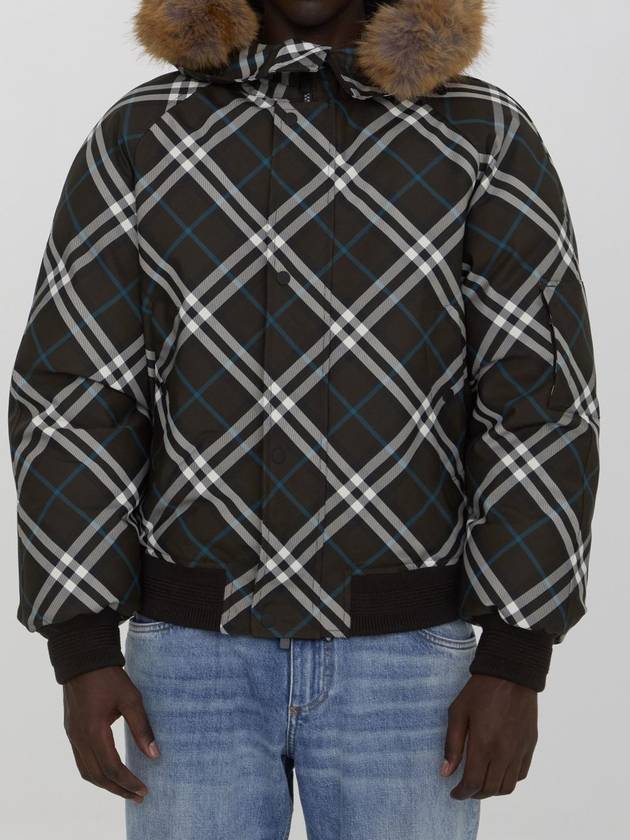 Faux Fur Trim Check Hooded Bomber Jacket Snug - BURBERRY - BALAAN 1