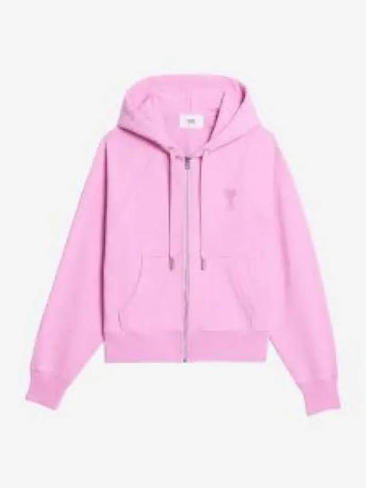 Small Heart Logo Zip Up Hoodie Candy Pink - AMI - BALAAN 2