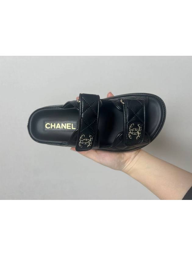 Velcro Mule Slippers Lambskin & Black 375 38 - CHANEL - BALAAN 5