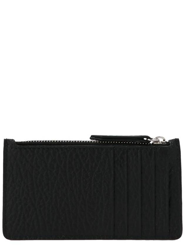 Pebble Leather Stitch Logo Zipper Card Wallet Black - MAISON MARGIELA - BALAAN 3