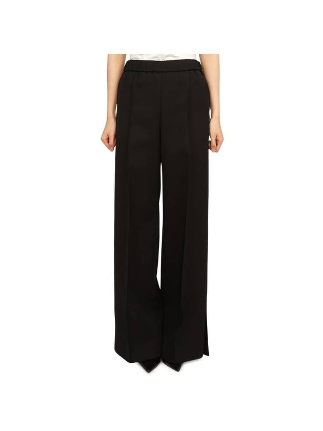 Women's Track Wool Wide Pants Black - JIL SANDER - BALAAN 1