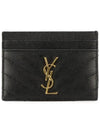 Gold Hardware Matelasse Caviar Leather Card Wallet Black - SAINT LAURENT - BALAAN 3