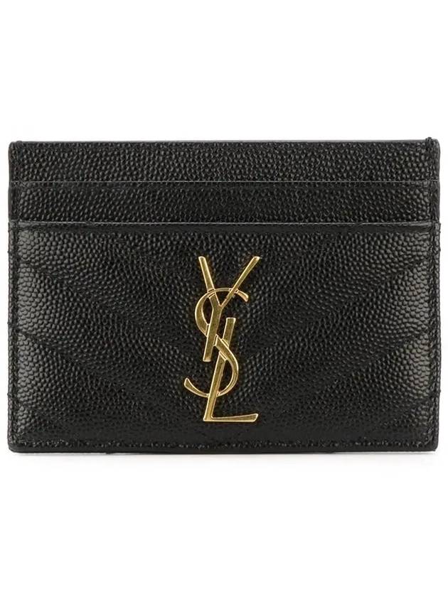 Gold Hardware Matelasse Caviar Leather Card Wallet Black - SAINT LAURENT - BALAAN 3