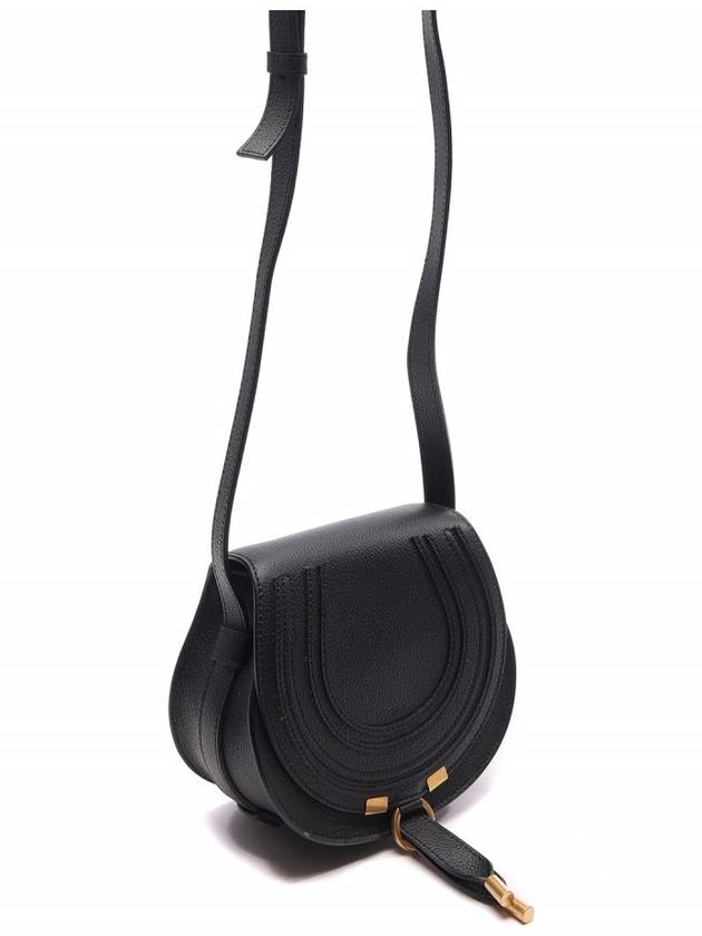 Marcie Saddle Small Grained Leather Cross Bag Black - CHLOE - BALAAN 4