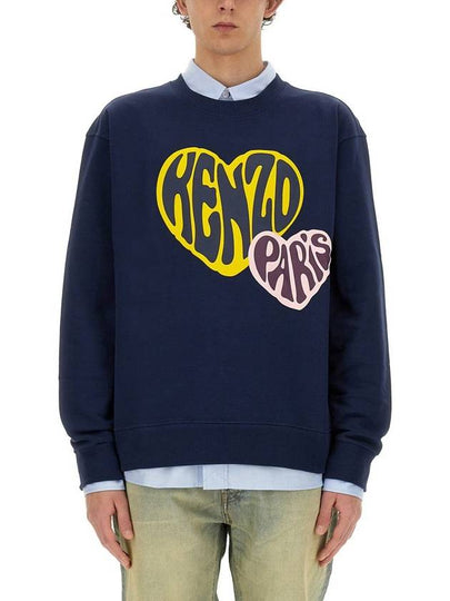 Heart Classic Cut Sweatshirt Midnight Blue - KENZO - BALAAN 2