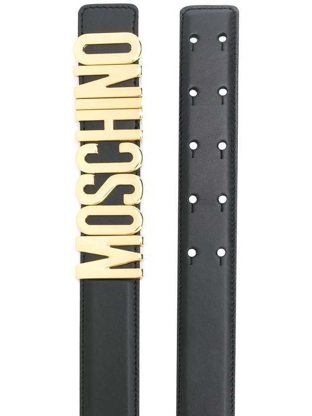 Women's Logo Leather Belt Black - MOSCHINO - BALAAN 3