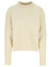 Cable Crew Neck Wool Knit Top Offwhite - AMI - BALAAN 2