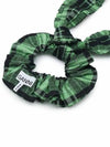 seersucker check frill bow hair scrunchie green - GANNI - 4