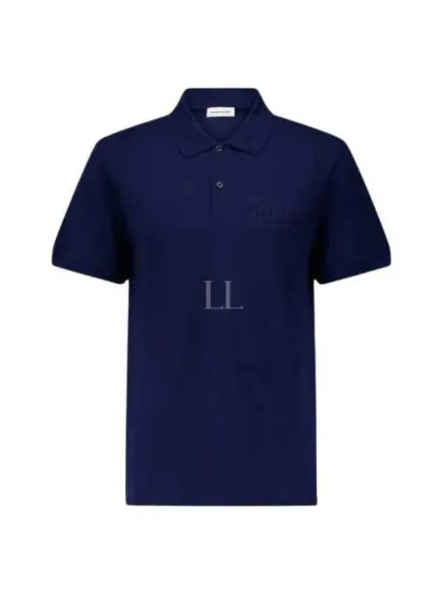 Embroidered Logo Polo Shirt Blue - ALEXANDER MCQUEEN - BALAAN 2