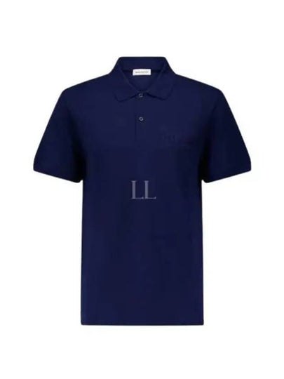 Embroidered Logo Polo Shirt Blue - ALEXANDER MCQUEEN - BALAAN 2