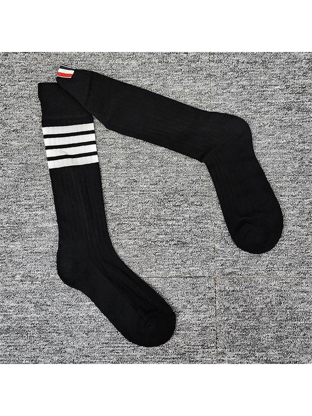 4-Bar Athletic Mid Calf Cotton Socks Black - THOM BROWNE - BALAAN 6