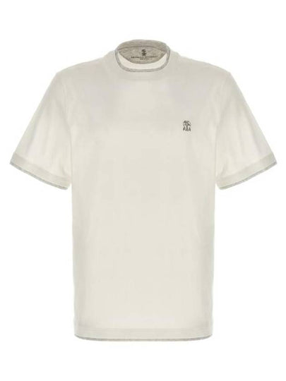 Cotton Short Sleeve T-Shirt Ivory - BRUNELLO CUCINELLI - BALAAN 2