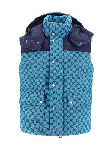 GG Canvas Down Vest Light Blue - GUCCI - BALAAN 1