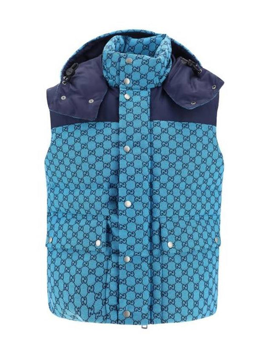 GG Canvas Down Vest Light Blue - GUCCI - BALAAN 1