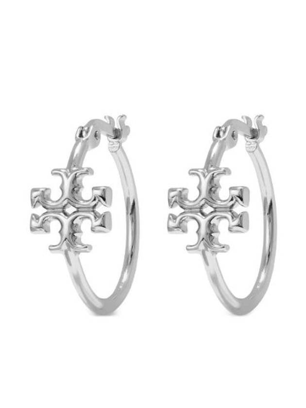 Eleanor Small Hoop Earrings Silver - TORY BURCH - BALAAN 1