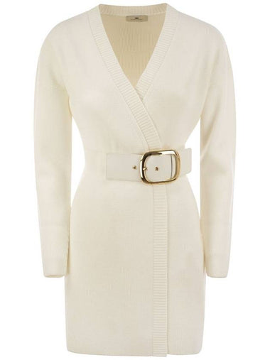 Viscose Manteau Dress with Maxi Buckle - ELISABETTA FRANCHI - BALAAN 1