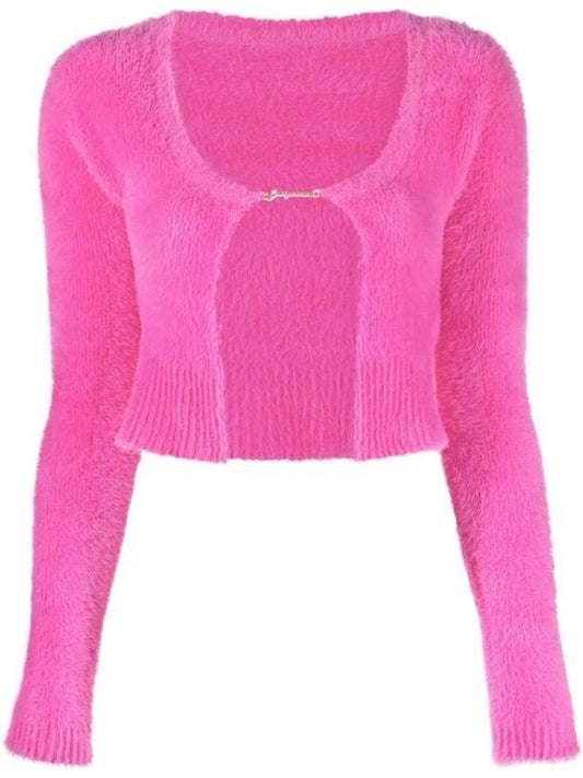 Women's La maille Neve Fluffy Charm Cardigan Pink - JACQUEMUS - BALAAN.