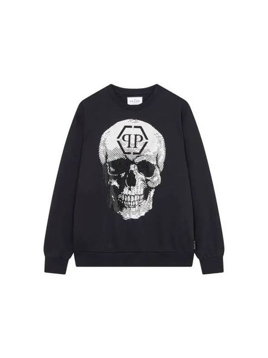 Men's Hot Piece Skull Crew Neck Sweatshirt Black - PHILIPP PLEIN - BALAAN 1