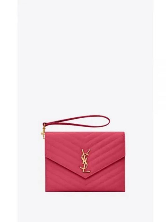 Grain De Poudre Cassandre Clutch Bag Fuchsia Pink - SAINT LAURENT - BALAAN 2