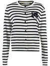 Fox Head Intarsia Regular Striped Cardigan Black White - MAISON KITSUNE - BALAAN 2