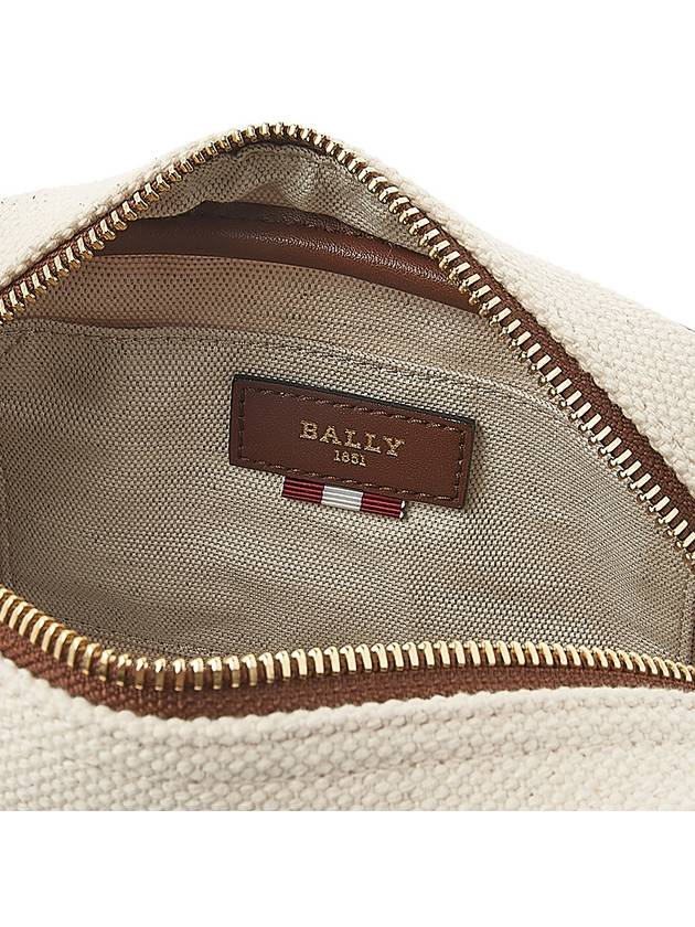 Logo Print Zipper Pouch Bag Beige - BALLY - BALAAN 10