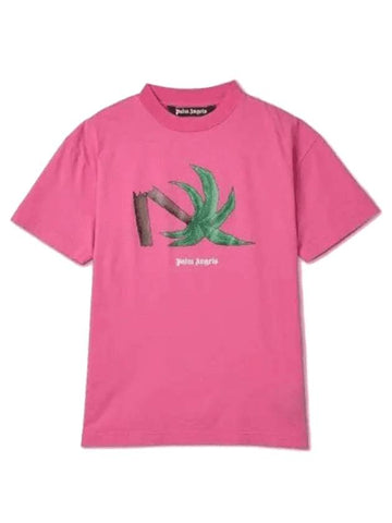 Short Sleeve T-Shirt PMAA001C99JER0133255 Pink - PALM ANGELS - BALAAN 1