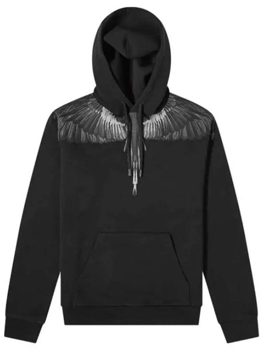 Wings Print Cotton Hoodie Black - MARCELO BURLON - BALAAN 2