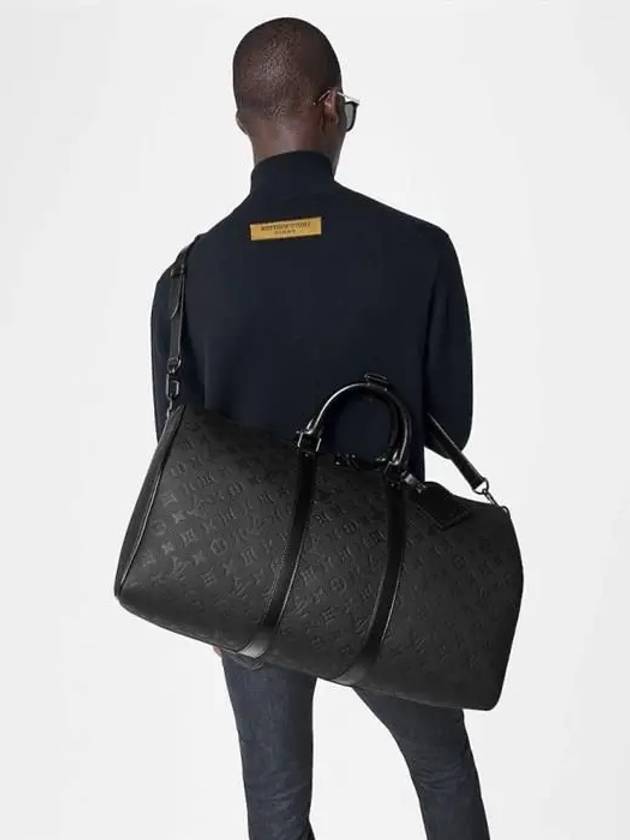 Keepall Bandouliere 50 Monogram Taurillon Leather Duffel Bag Black - LOUIS VUITTON - BALAAN 9