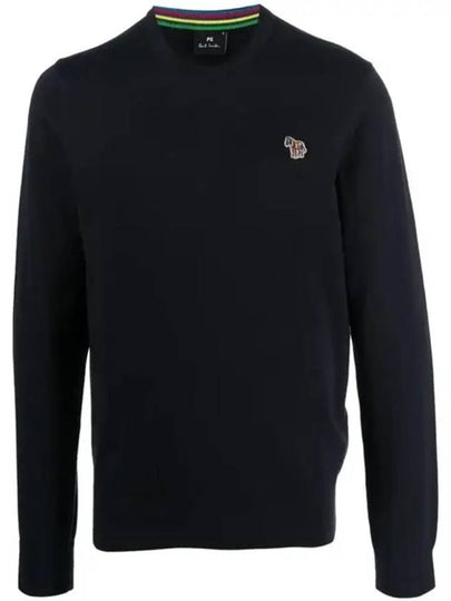 Zebra Patch Crew Neck Knit Top Navy - PAUL SMITH - BALAAN 2