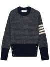 Tuck Stitch Raglan Sleeve Crew Neck Knit Top Navy - THOM BROWNE - BALAAN 10