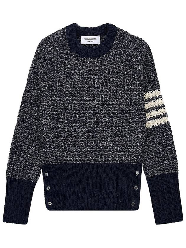 Tuck Stitch Raglan Sleeve Crew Neck Knit Top Navy - THOM BROWNE - BALAAN 10