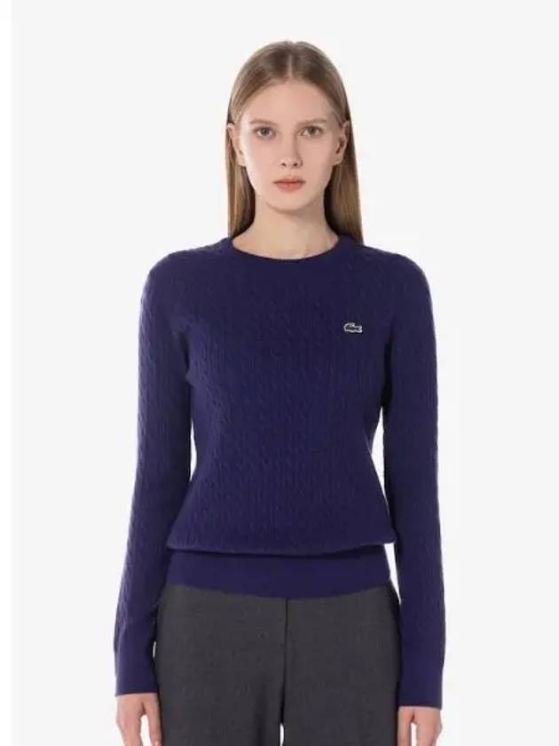 Women s Cable Crew Neck Sweater AF073E 54N NJ8 Domestic Product GQ2N24080583604 - LACOSTE - BALAAN 1