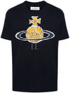 Women's Print Logo Short Sleeve T-Shirt Navy - VIVIENNE WESTWOOD - BALAAN 2