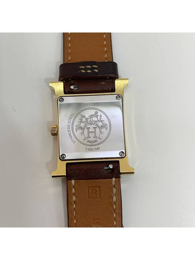 HH1 201 H Hour Gold Leather Double Band Women s Watch - HERMES - BALAAN 5