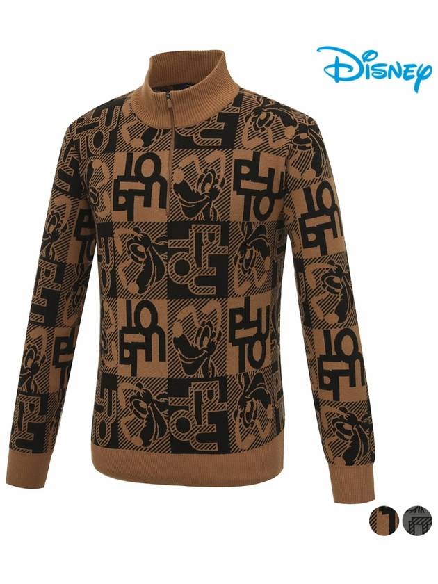 Men s Artwork Pattern Half Zip Up Knit Sweater DO3MKT004 - DISNEY GOLF - BALAAN 1