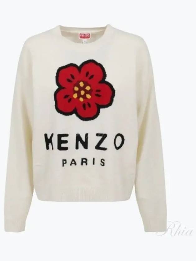 Boke Flower Merino Wool Knit Top White - KENZO - BALAAN 2