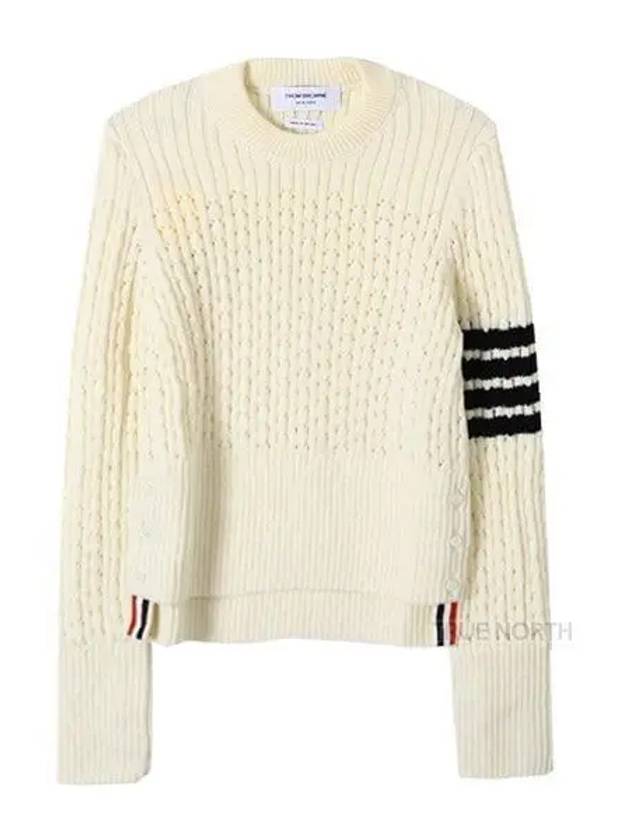 4 Bar Pointelle Knit Top White - THOM BROWNE - BALAAN 2