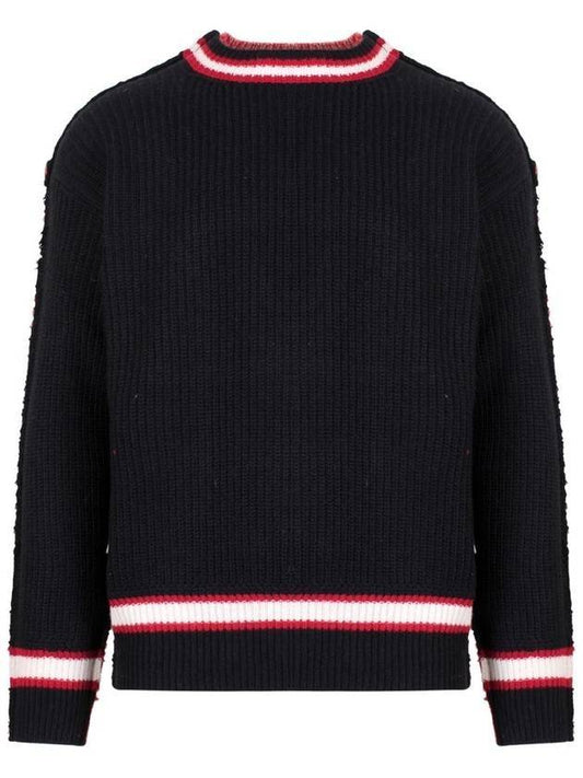 Wool Blend Bicolor Knit Top Black - MARNI - BALAAN 1