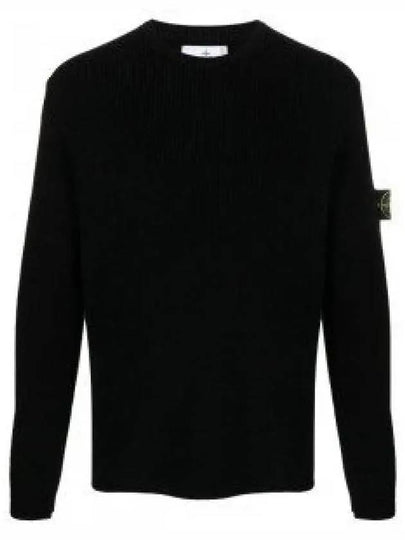 Wappen Patch Crew Neck Knit Top Black - STONE ISLAND - BALAAN 2