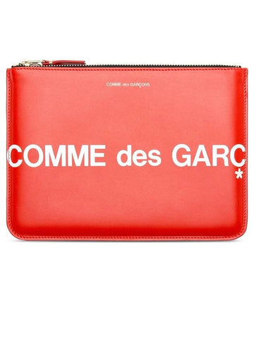 Hughes White Logo Clutch Bag Red - COMME DES GARCONS WALLET - BALAAN 1