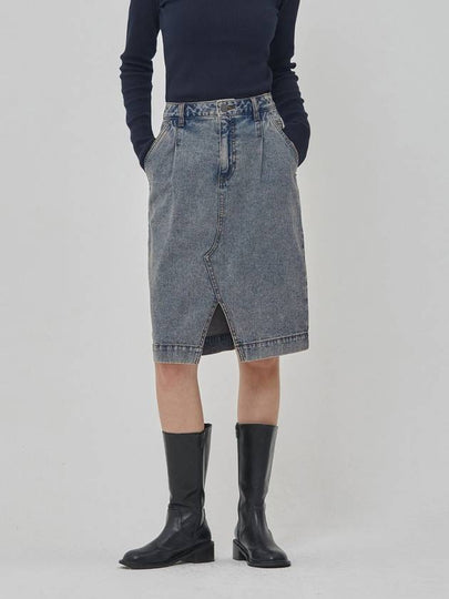 denim tuck vintage midi skirt indigo - RYUL+WAI: - BALAAN 2