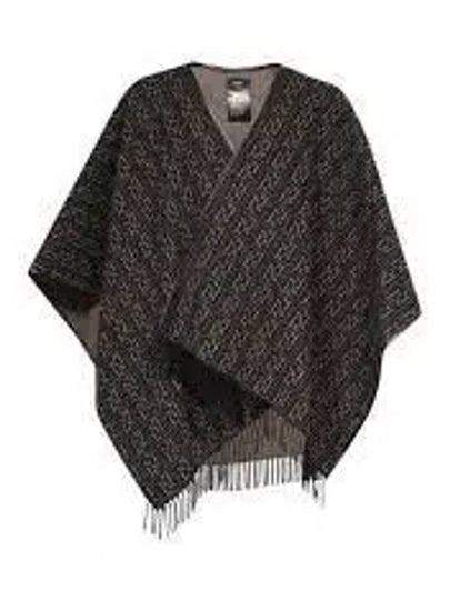 FF Motif Reversible Wool Cape Black Beige - FENDI - BALAAN 2