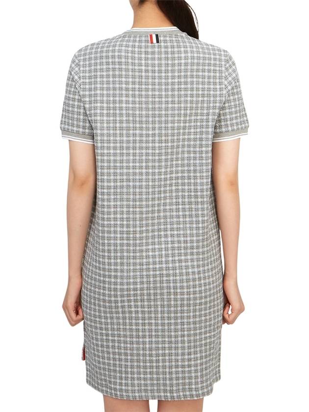 Check Tweed Crewneck Short Dress Grey - THOM BROWNE - BALAAN 4