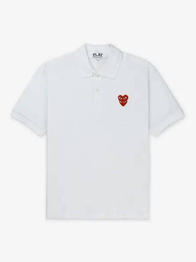 Red Heart Double Wappen Logo Polo Shirt White - COMME DES GARCONS PLAY - BALAAN 2