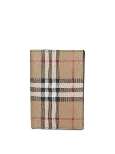 Checked Leather Passport Wallet Beige - BURBERRY - BALAAN 2