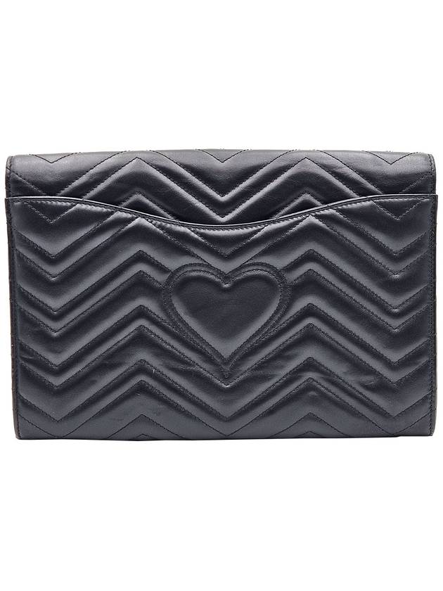 Gucci 498079 Black Matelasse Chevron Leather GG Marmont Gold Clutch - GUCCI - BALAAN 3