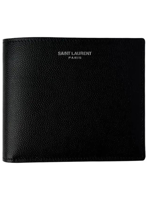 Logo East West Half Wallet Black - SAINT LAURENT - BALAAN 1